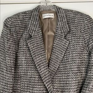 Vintage Liz Claiborne Gray Houndstooth Blazer, Made in the USA, Size 12
